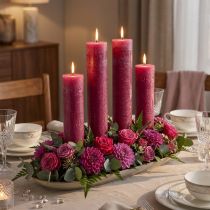 Product Taper candles, dyed candles, Berry, 50x300mm, 4 pcs.