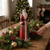 Product Santa Claus figure with basket red white green gold H36cm