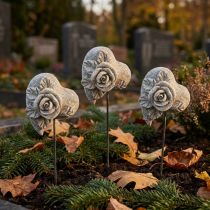 Product Grave marker heart memorial marker rose cast stone 5.5cm 6 pcs