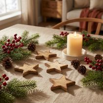 Product Scatter Decoration Christmas Stars Flamed Wooden Stars 5.5cm 12 Pcs