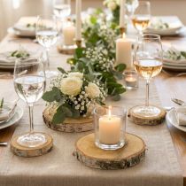 Product Round birch slices Ø11-13cm, 12 pieces - Perfect decoration for weddings, crafts, table decoration