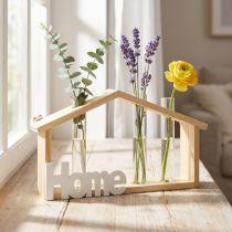 Product Wooden wall decoration, home decor, test tube vase, flower holder, 27.5x4.5x14.5cm