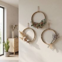 Product Decorative jute ring Ø30cm Scandi style for hanging, wall wreath, door wreath, set of 3
