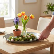 Product Decorative tray oval metal tray zinc tray 47×34×3cm