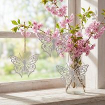 Product Butterfly Decoration Hanging Vintage Metal Decoration White 15×12cm 3 Pcs