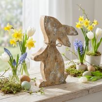 Product Wooden rabbit, spring, sitting Easter bunny, Easter decoration with natural pattern, whitewashed, H26cm