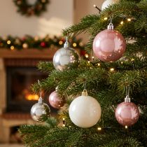Product Christmas ball mix pink, grey, white Ø5.5cm 10p
