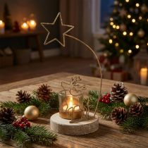 Product Tealight holder reindeer and poinsettia metal Ø10cm H24cm