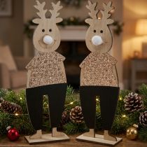 Product Reindeer wooden decorative figure standee Christmas 12×6.5cm H45cm 2pcs