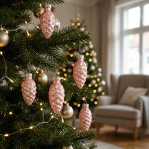 Product Christmas cone glass Pink glass cone Christmas 6.5cm 10p