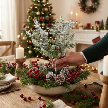Product Artificial eucalyptus branch snowed deco branch eucalyptus Christmas 48cm