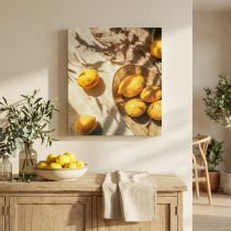 Product Lemon wall art, summer decor, Mediterranean flair, wooden frame, 40x60cm, wall decoration for living room