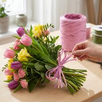 Product Raffia multicolor gift ribbon pink, florist supplies, decorative ribbon L200m