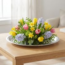 Product Decorative plate metal silver shiny Ø36cm H3cm