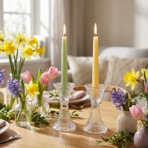Product Candle Holder Glass Round Stick Candle Holder Ø7cm H13cm 2pcs