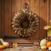 Product Cone wreath with moss Large wreath made of spruce cones Ø45cm
