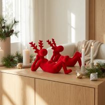Product Dekofigur Red Reclining Reindeer Modern Design 24cm Set of 2