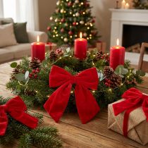 Product Red Decorative Bows for Christmas, Set of 3, 28cm