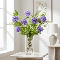 Product Snowball Artificial Flowers Purple Blossom 5 Umbels L78cm 2pcs