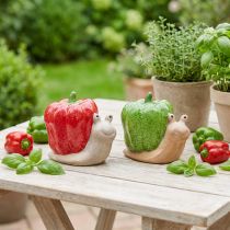Product Decorative Snails Ceramic Paprika Red Green H10cm 2 Pcs