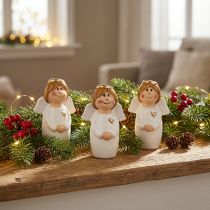 Product Adorable ceramic angel with gold accents white 7 cm – gift idea and lovely decoration – 6 pieces