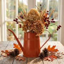 Product Decorative metal watering can, orange-brown, 1.7L, vintage style, for plants &amp; dried flowers, H23cm
