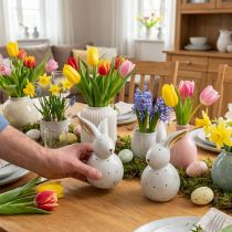 Product Easter bunny decorative figures rabbits with dot pattern 17cm 2pcs