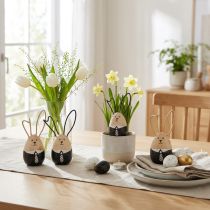 Product Easter bunnies wooden bunnies eggs Easter decoration black white Ø4.5cm 12cm 4pcs