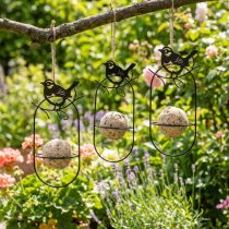 Product Hanging decoration metal decoration birds black feeding station 18×22.5cm 3 pieces