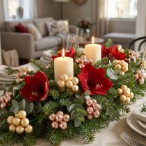 Product Mini Christmas balls gold rose mirror berries 2 cm 140 pieces