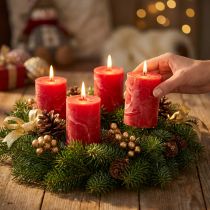 Product Premium Red Pillar Candles 70x100mm 4-Pack - Long Burning Time, High-Quality Advent Candles