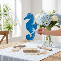 Product Decorative seahorse wooden table decoration natural blue H28cm