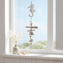 Product Maritime Decoration Garland Driftwood Shells Seahorse White 55cm