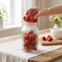 Product Bonboniere glass ceramic lid strawberry Ø10.5cm H26cm