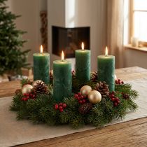 Product Set of 4 Dark Green Pillar Candles 50 x 100mm