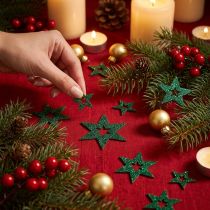 Product Scatter decoration star green 3-5cm 48 pcs