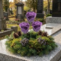 Product Artificial roses violet wax roses decorative roses wax Ø6cm 18 pcs