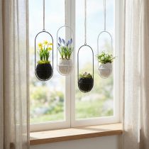Product Easter decoration for hanging, eggshell for planting, spring decoration black/white H24cm 4 pcs