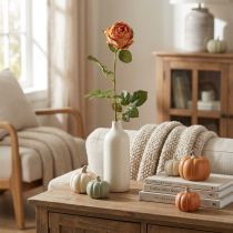 Product Artificial rose orange, artificial rose, decorative rose L74cm Ø7cm