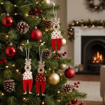 Product Reindeer for hanging, Christmas decoration, Christmas tree decoration, wooden decoration for Advent H13cm 8 pcs