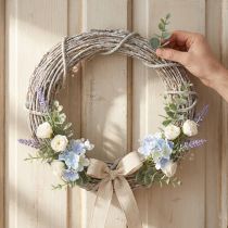 Product Decorative wreath, whitewashed, door wreath, shabby chic, Ø42cm, natural branches, country style