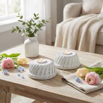 Product Candle holder Bundt cake baking pan Shabby Chic White Ø7.2cm H3cm 2pcs