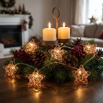 Product LED light chain stars micro LED timer inside copper 1.90m
