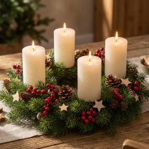 Product Set of 4 rustic pillar candles, off-white, 70x110 mm, dyed throughout, self-extinguishing - Ideal for Advent &amp; festive decoration