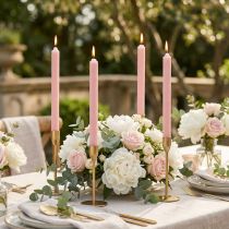 Product Rustic Taper Candles Dyed Through Pink 350/28mm Set of 4