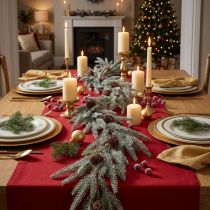 Product Christmas garland, fir garland with cones and frost effect, decoration 180cm for a festive atmosphere
