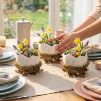 Product Easter nest bowl in egg shape for spring decoration 11cm 4pcs