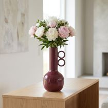 Product Modern, artistic vase with a long neck and round handles for stylish interiors, 24cm