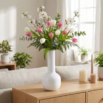 Product Modern decorative vase metal vase cream white Ø10.5cm H25.5cm