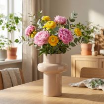 Product Flower vase metal brown cappuccino enamel Ø17cm H23cm